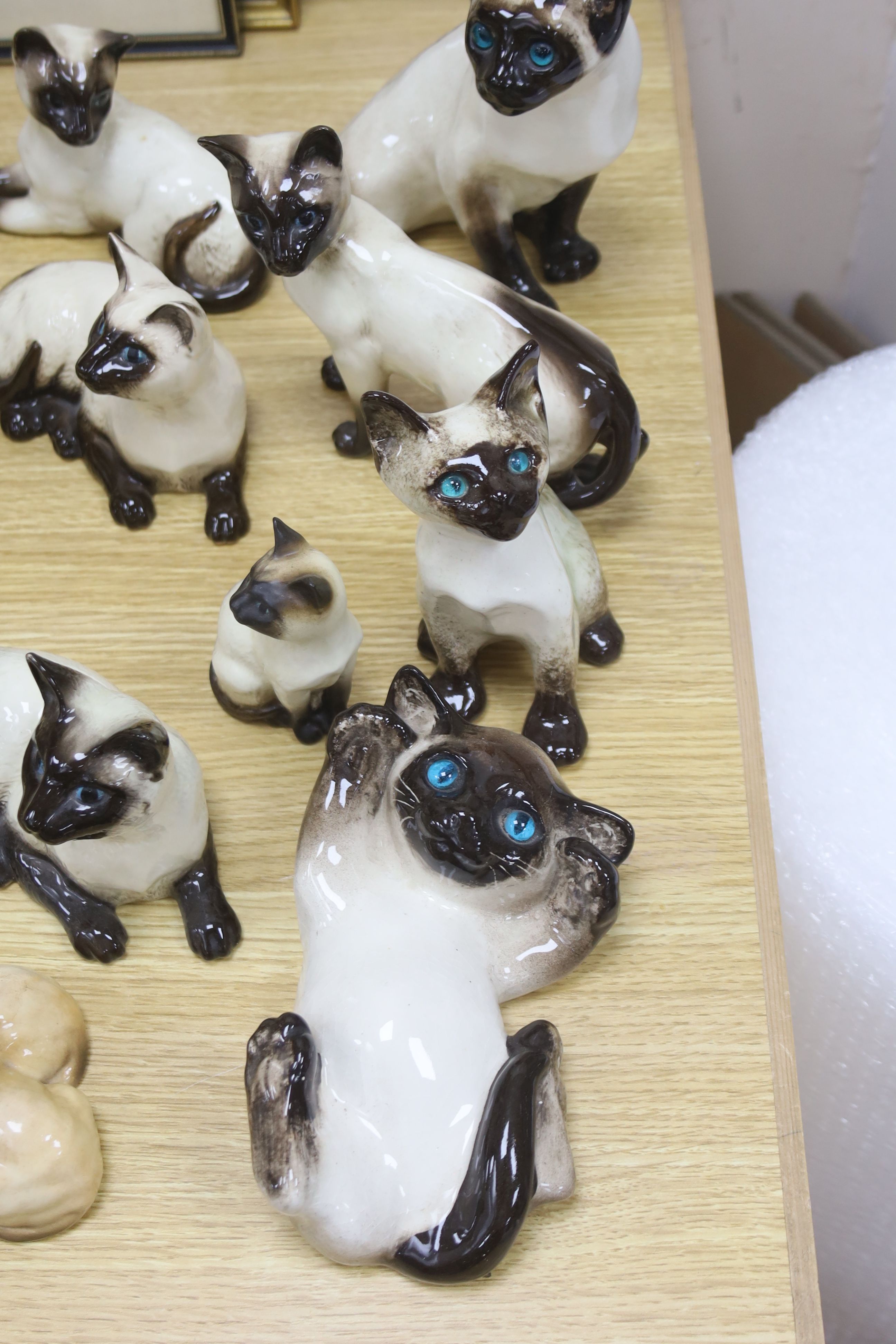 Twelve Beswick cats including Siamese